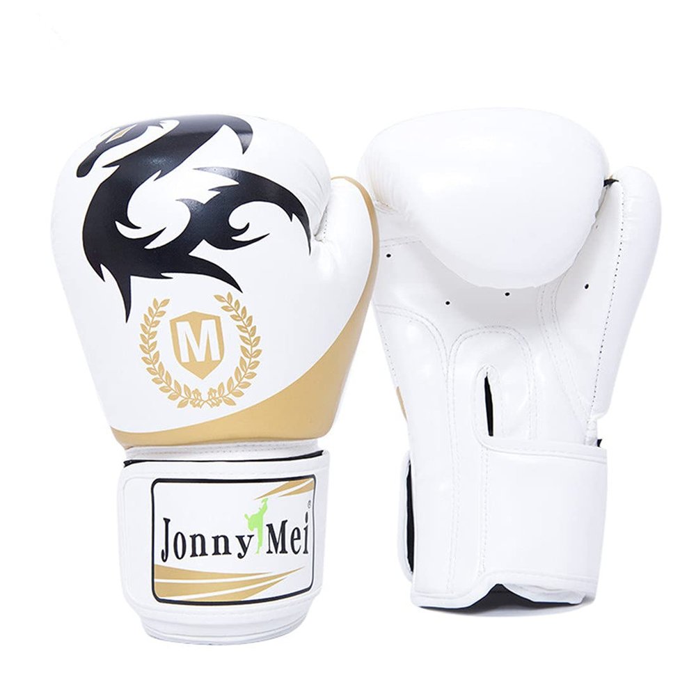Boxing Gloves Boxing Training Gloves for Men Women Kids Beginner MMA Kickboxing Fight Sparring Punching Bag Gloves Leather Breathable White 8oz (White 8 oz)
