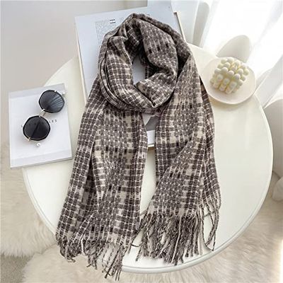 WeBert Ladies Scarves Scarf Plaid Scarf Winter Warm Cashmere Women Long Pashmina Foulard Female Scarves Lady Tassel Shawl Wraps (Color : WT244, Size : A)