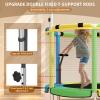 BLINWORLD Trampoline for Kids - 55" Adjustable Baby Toddler Trampoline with Basketball Hoop, Round Bottom Indoor Outdoor Toddler with Enclosure (Light Blue Green) view 2