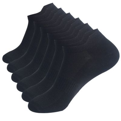 3 Pairs Ankle Socks No Show Sock Low-Cut Athletic Men's Summer Sports Casual Solid Color Breathable Thin (Black, M)