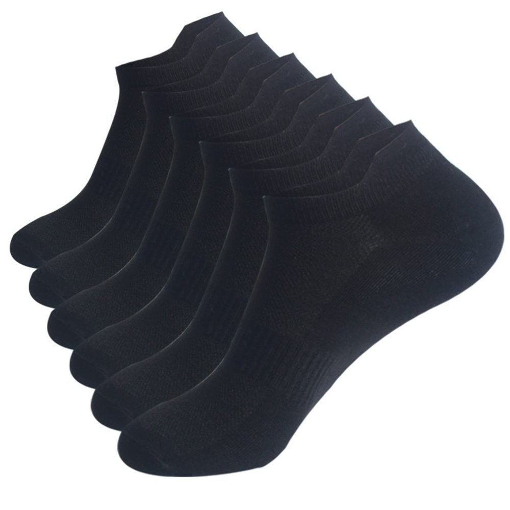 3 Pairs Ankle Socks No Show Sock Low-Cut Athletic Men's Summer Sports Casual Solid Color Breathable Thin (Black, M)