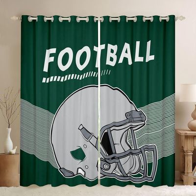 Football Player Curtains American Football City Style Blackout Curtains 42''Wx90''L, Rugby Sports Game Curtains & Drapes Army Green Football Theme Window Treatments for Kids Teens Youth ( New York)
