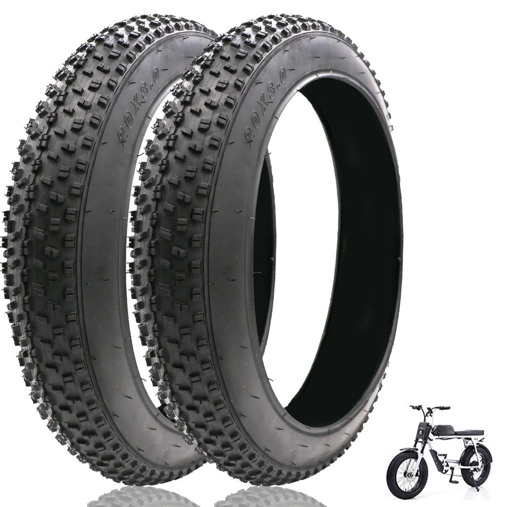 2 Pack Bike Fat Tire 76-406/20x3.0 for e Bike| 20 x 3.0 Bicycle Tire | 20" Electric Bike Tires | Replacement Tire Compatible with Urban Mountain or Three-Wheeled Bicycle | 30 PSI