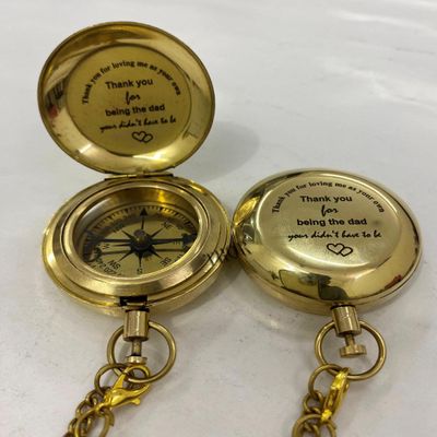 Brass Compass Push Button Thank You for Being Dad Engraved Gifts for Boys Inspirational Gifts for Woman Sentimental Gifts Christian Catholic Communion Confirmation Brass Compass