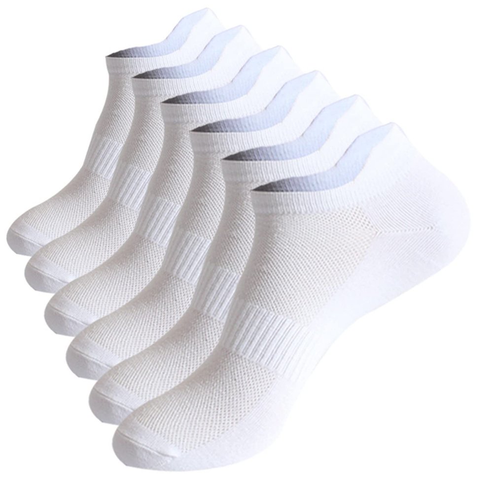 3 Pairs Ankle Socks No Show Sock Low-Cut Athletic Men's Summer Sports Casual Solid Color Breathable Thin (White, L)