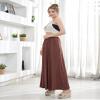 noflik Women's Boho Elastic High Waisted Flowy Long Maxi Skirt with Pockets(Chocolate,XXL) view 3