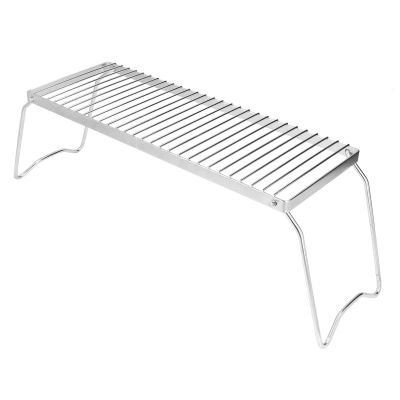 HUAOSN Folding Campfire Grill, Tabletop Cooking Stand, Outdoor Rodbecue Rack, Portable Foldable BBQ Grill Rack, Heavy Duty Steel Over Fire Camp Grill, Stainless Steel Grill Rack for Picnic Camping