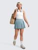 CRZ YOGA Girls Feathery-Fit Soft Athletic Pleated Skirts - Tennis School Casual Skorts with Pockets Liner Kids Teen Light Grayish Blue X-Small view 2