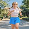 BOOPH Girls Flowy Butterfly Shorts Athletic Shorts Girls with Inner Pockets for Running Tennis Royal Blue 11-12Y view 3