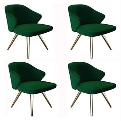 BytheM Chair Dining Chair Set of 4 Metal Legs Kitchen Chair Velvet Seat and Backrests for Office Dining Kitchen (Color : Green)