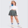 CRZ YOGA Girls Pleated Athletic Skirts Grey Sage Medium view 2
