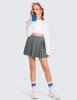 CRZ YOGA Girls Feathery-Fit Soft Athletic Pleated Skirts - Tennis School Casual Skorts with Pockets Liner Kids Teen Grey Sage X-Small view 2