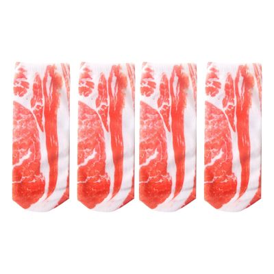 2 Pairs 3D Pattern Manicure Print Socks Flip Flop Funny Hidden Running Socks Women Personalized Low (Watermelon Red, M)