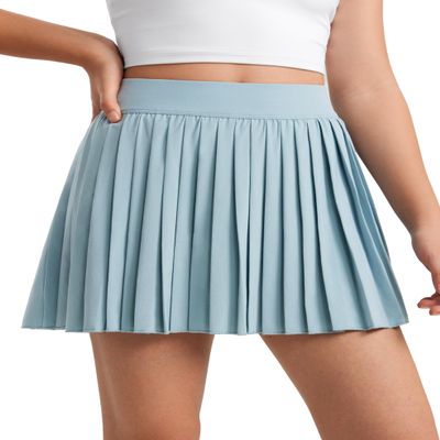 CRZ YOGA Girls Pleated Athletic Skirts Light Grayish Blue X-Large