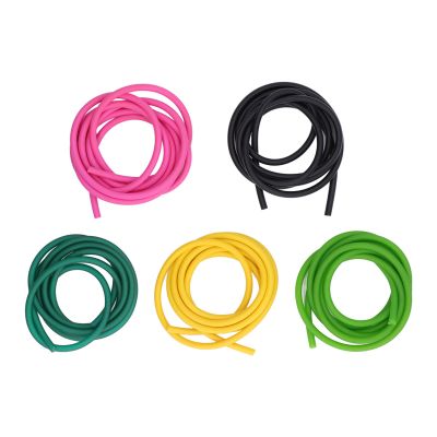 Topyond Slingshot Bands 5-Pack Elastic Latex Hose Rubber Band Catapult Tubes Pink Fluorescent Green Black Yellow Wrist Rocket Slingshots for Adults Replacement Bands