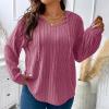 Womens Hoodies Fashion Oversized Sweatshirts Casual Long Sleeve Pullover Tops V-Neck Drawstring Lightweight Shirts 2024 Pink view 2