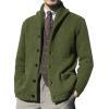 xoxingysm Mens Shawl Collar Cardigan Sweater Cable Knit Button Down Solid Winter Chunky Casual Sweater Coat with Pockets Green view 1