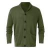 xoxingysm Mens Shawl Collar Cardigan Sweater Cable Knit Button Down Solid Winter Chunky Casual Sweater Coat with Pockets Green view 2