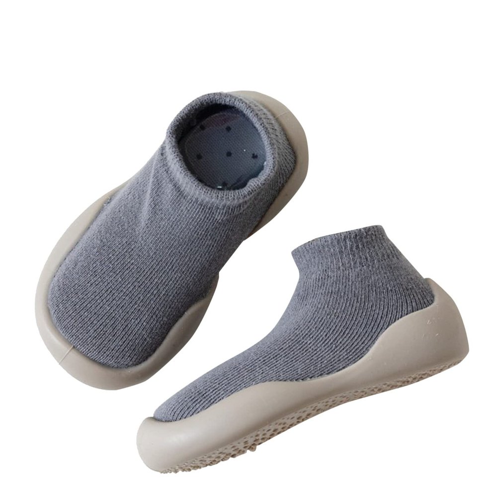 Baby Socks and Shoes Children's Floor Socks Spring Baby Home Floor Socks Soft Rubber Sole Light up Toddler Girls Shoes (Grey, 5.5 Infant)