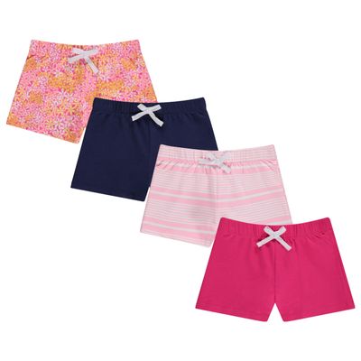 BTween 4 Pack Girls Shorts, Cotton French Terry Shorts for Girls, Kids Summer Clothing (Size 4-5)