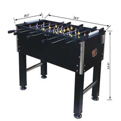 Foosball Table Set Soccer Game Table 54.5" x 29.3" x 33.9" Heavy-Duty Legs with 4 Balls for Indoor Game Room Black
