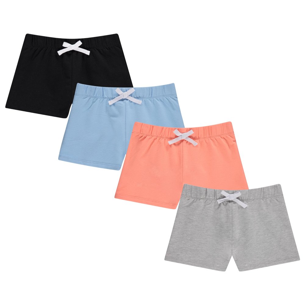 BTween 4 Pack Girls Shorts, Cotton French Terry Shorts for Girls, Kids Summer Clothing (Size 4-5)