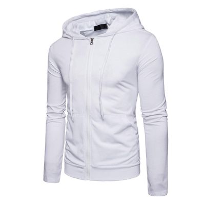 xoxingysm Mens Sweatshirt Hooded Long Sleeve Solid Casual Full Zip Sport Shirt Classic Outdoor Jogging Athletic Jacket Coat White