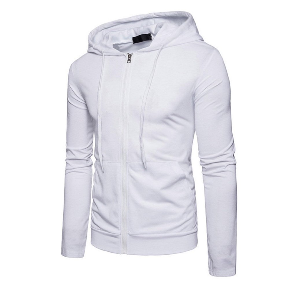 xoxingysm Mens Sweatshirt Hooded Long Sleeve Solid Casual Full Zip Sport Shirt Classic Outdoor Jogging Athletic Jacket Coat White