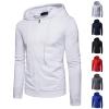 xoxingysm Mens Sweatshirt Hooded Long Sleeve Solid Casual Full Zip Sport Shirt Classic Outdoor Jogging Athletic Jacket Coat White view 2