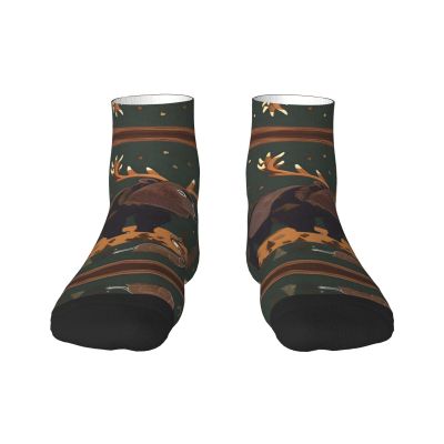 ZISHAK The Lodge Bear Deer Adult Sports Socks,No-Heel Casual Socks,Sailor Socks For Comfort And Style