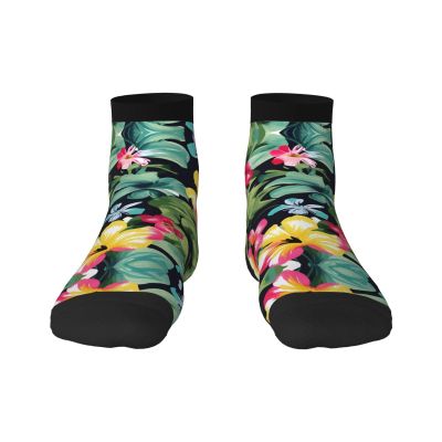 ZISHAK Hawaiian Flower Print Adult Sports Socks,No-Heel Casual Socks,Sailor Socks For Comfort And Style
