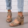 ZBYY Womens Peep Toe Booties Summer Cutout Side Ankle Strap Buckle Chunky Low Heels Dressy Sandals with Back Zipper view 2