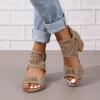 ZBYY Womens Peep Toe Booties Summer Cutout Side Ankle Strap Buckle Chunky Low Heels Dressy Sandals with Back Zipper view 4