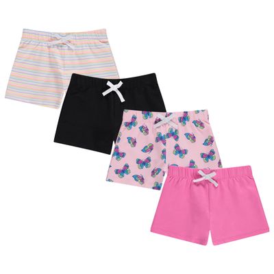 BTween 4 Pack Girls Shorts, Cotton French Terry Shorts for Girls, Kids Summer Clothing (Size 7-8)