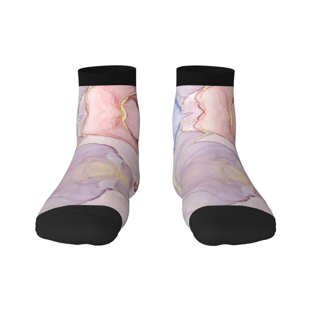 ZISHAK Purple And Gold Marble Adult Sports Socks,No-Heel Casual Socks,Sailor Socks For Comfort And Style