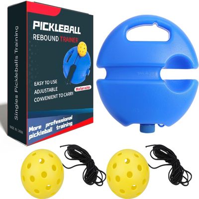 Match Buddy Pickleball Trainer,Portable Match Buddy Pickleball Trainer for Solo Practice and Performance Improvement,Pickleball Practice Rebounder Ball with String. (Yellow)