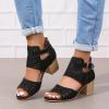 ZBYY Womens Peep Toe Booties Summer Cutout Side Ankle Strap Buckle Chunky Low Heels Dressy Sandals with Back Zipper view 2