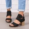 ZBYY Womens Peep Toe Booties Summer Cutout Side Ankle Strap Buckle Chunky Low Heels Dressy Sandals with Back Zipper view 3