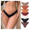 4pc Large Size Seamless Ice Silk Underwear V-shaped Waist Pure Cotton Crotch Breathable Women's Briefs (Color : 5, Size : Large) view 3