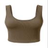 SPRIMEMONG Women's Ribbed Crop Tank Yoga Cropped Top for Workout(Cedar Brown,L) view 1