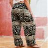 QIANXIZHAN Women's Harem Pants, Hippie Palazzo Pants Boho Joggers Yoga Clothes with Pockets Black Striped Flowe M view 2