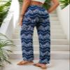 QIANXIZHAN Women's Harem Pants, Hippie Palazzo Pants Boho Joggers Yoga Clothes with Pockets RoyalBlue Flower 2XL view 2