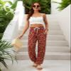 QIANXIZHAN Women's Harem Pants, Hippie Palazzo Pants Boho Joggers Yoga Clothes with Pockets Diamond Red 2XL view 3