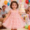Baby Girls Tutu Dress, Pink Flowers Toddler Baby Girls Sleeveless Layered Princess Tulle Sundress Party Dress,Pinkish with Flowers Size 110 view 2