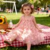 Baby Girls Tutu Dress, Pink Flowers Toddler Baby Girls Sleeveless Layered Princess Tulle Sundress Party Dress,Pinkish with Flowers Size 110 view 3