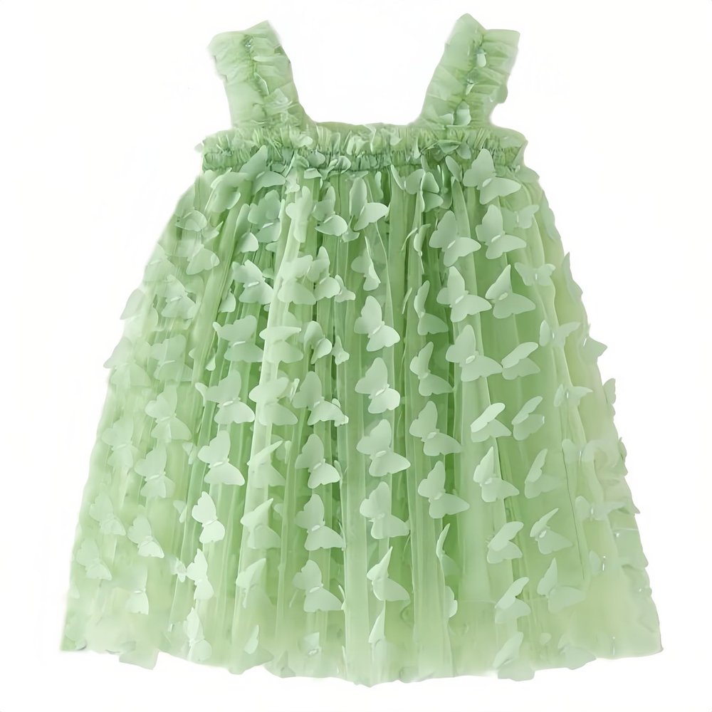 Baby Girls Tutu Dress, Green Butterflies Toddler Baby Girls Sleeveless Layered Princess Tulle Sundress Party Dress,Green with Full Butterflies Size 130