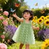 Baby Girls Tutu Dress, Green Butterflies Toddler Baby Girls Sleeveless Layered Princess Tulle Sundress Party Dress,Green with Full Butterflies Size 130 view 2