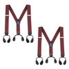 Buyless Fashion Button End 2 Pack Suspenders for Men - 48" Adjustable Straps 1 1/4" - Y Shape - 5113-2-Burgundy view 1