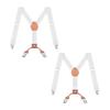 Buyless Fashion 2 Pack Adjustable Suspenders for Kids - 26" Elastic Straps 1" - Leather Y Shape Back - 5151-2 - White view 1