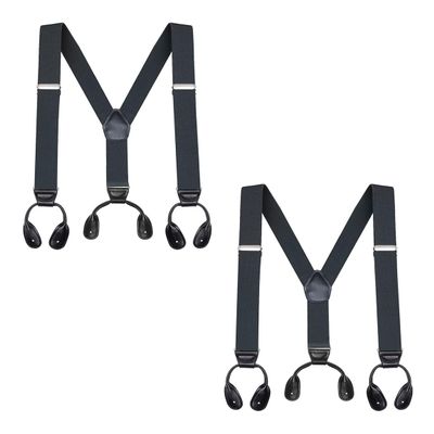Buyless Fashion Button End 2 Pack Suspenders for Men - 48" Adjustable Straps 1 1/4" - Y Shape - 5113-2-Gray